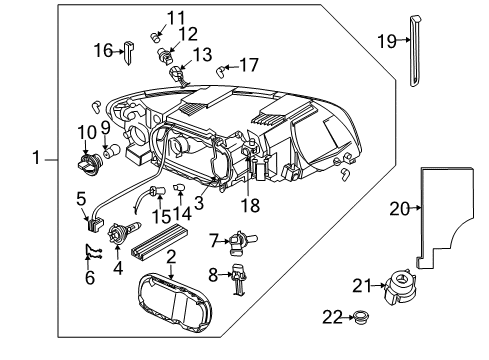 2006 Volvo V50 Headlamp Components Diagram 2