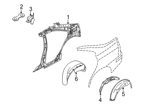 2005 Volvo S60 Inner Structure - Quarter Panel Diagram