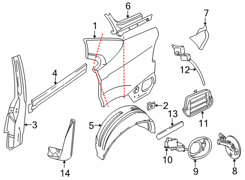 2000 Volvo C70 Quarter Panel & Components Diagram 2