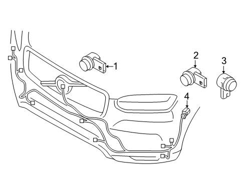 2019 Volvo S90 Electrical Components - Front Bumper Diagram