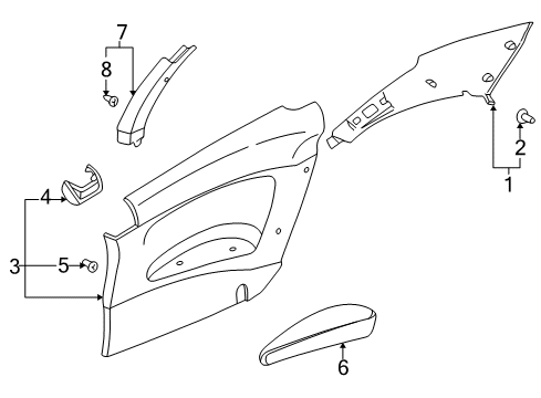 1999 Volvo C70 Interior Trim - Quarter Panels Diagram