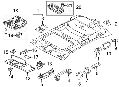 2015 Volvo V60 Interior Trim - Roof Diagram