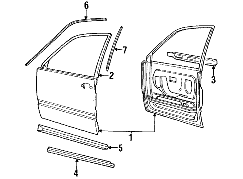 1997 Volvo S90 Exterior Trim - Front Door Diagram