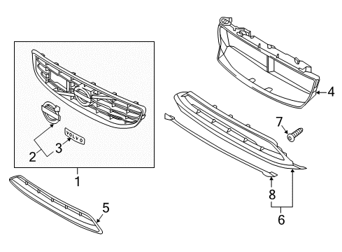 2018 Volvo V60 Grille & Components Diagram