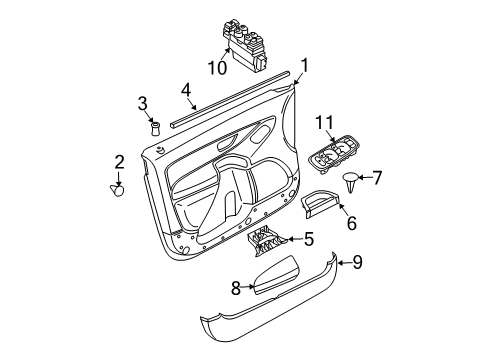 2005 Volvo XC90 Interior Trim - Front Door Diagram