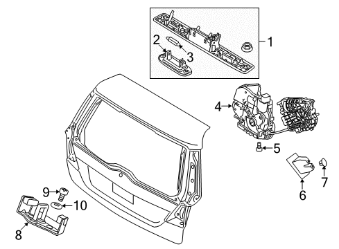 2008 Volvo V70 Lift Gate - Lock & Hardware Diagram