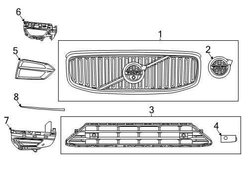 2018 Volvo XC60 Grille & Components Diagram