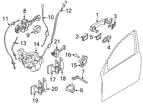 2008 Volvo V70 Front Door - Lock & Hardware Diagram