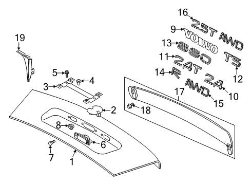 2007 Volvo S60 Exterior Trim - Trunk Diagram