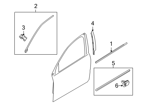 2008 Volvo V70 Exterior Trim - Front Door Diagram