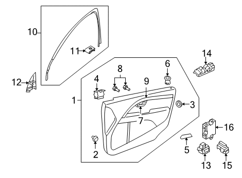 2008 Volvo XC70 Interior Trim - Front Door Diagram