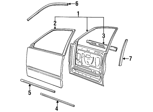 1997 Volvo 960 Exterior Trim - Front Door Diagram 2