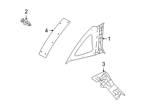 2010 Volvo S40 Upper Quarter Trim, Black, Passenger Side Diagram for 39891752