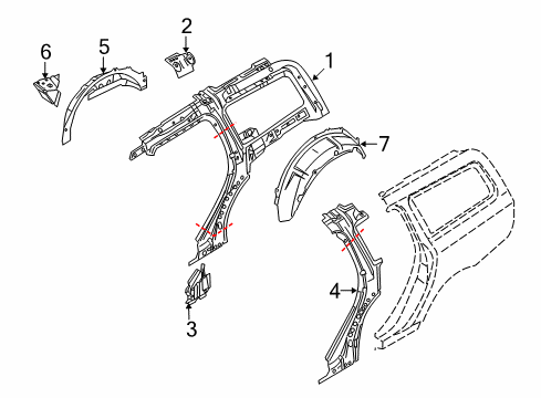 2008 Volvo V70 Inner Structure - Quarter Panel Diagram