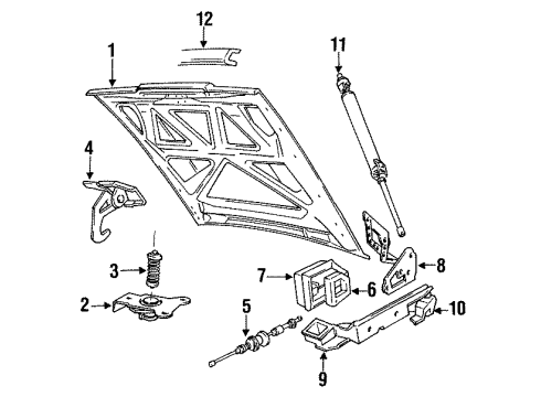 1992 Volvo 960 Hood & Components Diagram