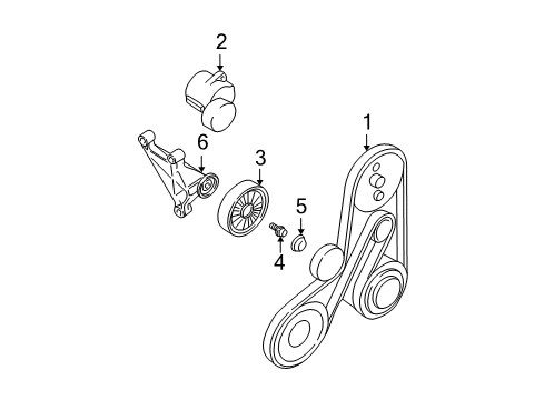 2004 Volvo XC90 Belts & Pulleys Diagram