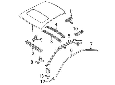 2007 Volvo S60 Exterior Trim - Roof Diagram
