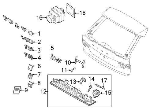 2024 Volvo V90 Cross Country Exterior Trim - Lift Gate Diagram