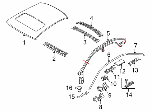 2002 Volvo S80 Exterior Trim - Roof Diagram