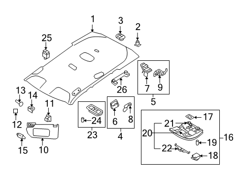2008 Volvo XC70 Interior Trim - Roof Diagram