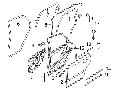2011 Volvo S40 Exterior Trim - Rear Door Diagram
