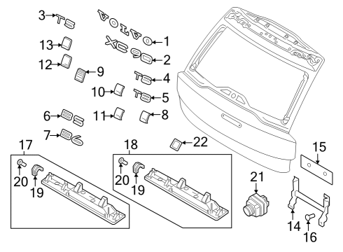 2025 Volvo XC90 Exterior Trim - Lift Gate Diagram