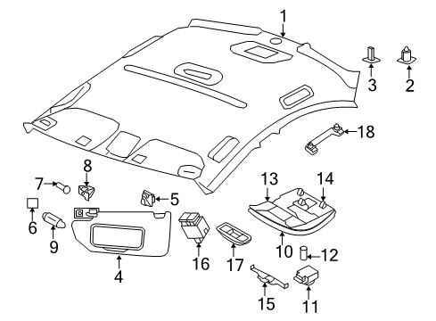 2013 Volvo S80 Interior Trim - Roof Diagram