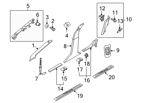 2008 Volvo XC70 Interior Trim - Pillars Diagram