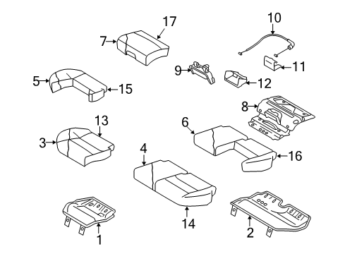 2011 Volvo V50 Rear Seat Components Diagram 2