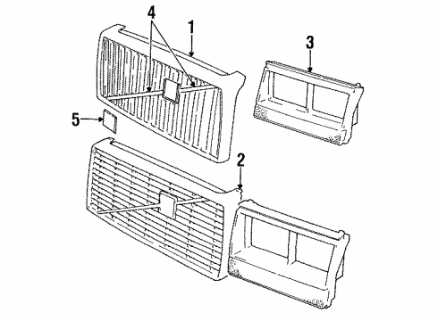 1984 Volvo 244 Grille & Components Diagram