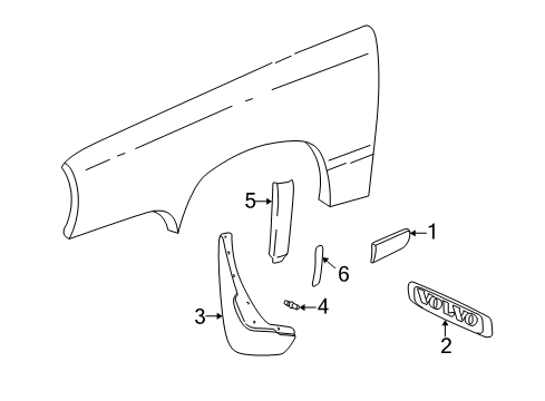 1999 Volvo V70 Exterior Trim - Fender Diagram