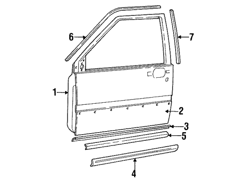 1992 Volvo 940 Exterior Trim - Front Door Diagram