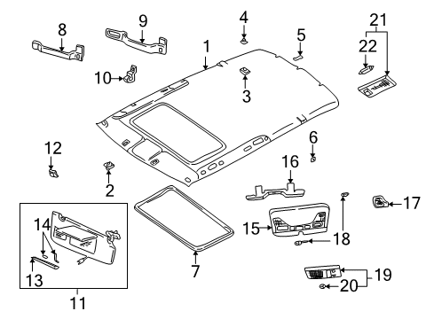 1998 Volvo V70 Interior Trim - Roof Diagram