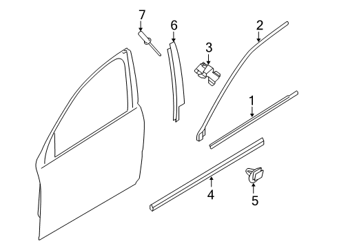 2009 Volvo S80 Exterior Trim - Front Door Diagram