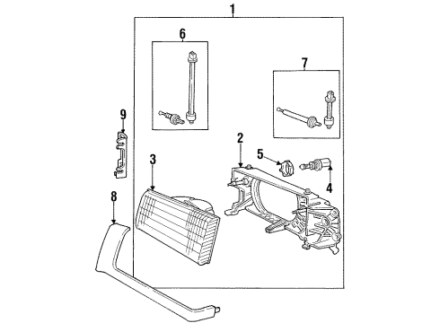 1993 Volvo 960 Headlamp Components Diagram 2