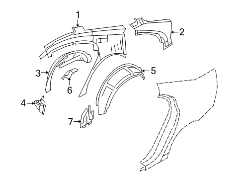 2013 Volvo S80 Inner Structure - Quarter Panel Diagram