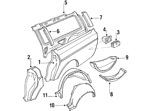 1985 Volvo 245 Quarter Panel & Components Diagram