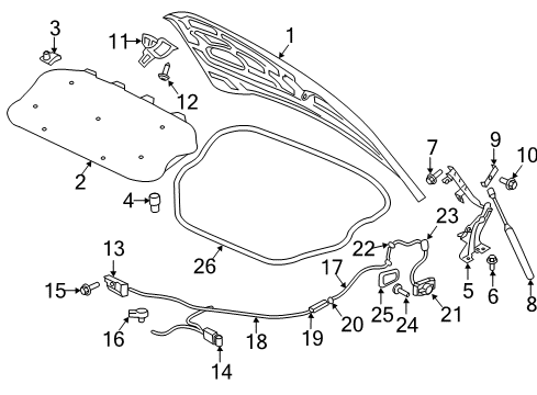 2025 Volvo XC90 Hood & Components Diagram