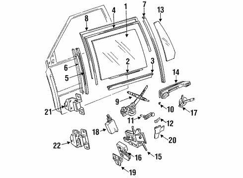 1992 Volvo 940 Glass - Door Diagram