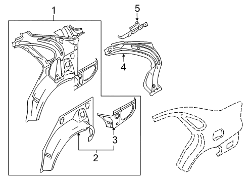 2004 Volvo S40 Inner Structure - Quarter Panel Diagram