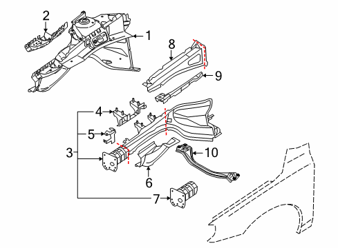 2008 Volvo V70 Structural Components & Rails