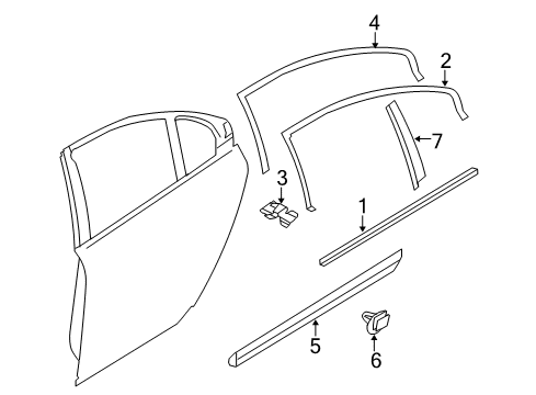2009 Volvo S80 Exterior Trim - Rear Door Diagram