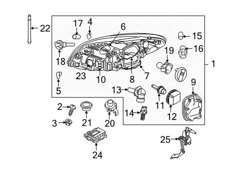2012 Volvo C30 Headlamp Components Diagram
