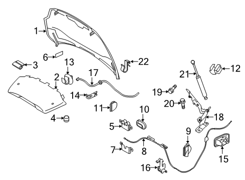 2013 Volvo XC60 Hood & Components Diagram