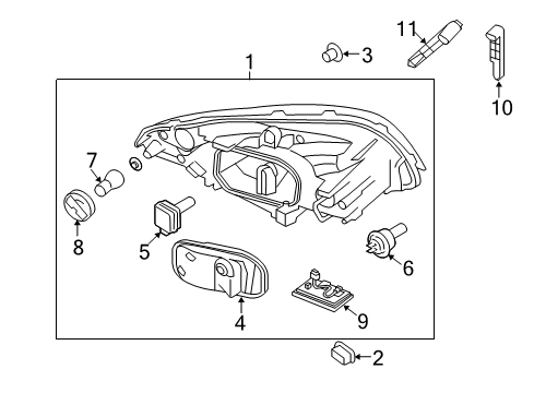 2014 Volvo XC60 Headlamp Components Diagram 2