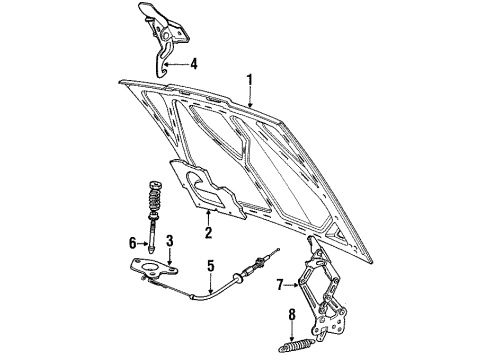 1987 Volvo 780 Hood & Components Diagram
