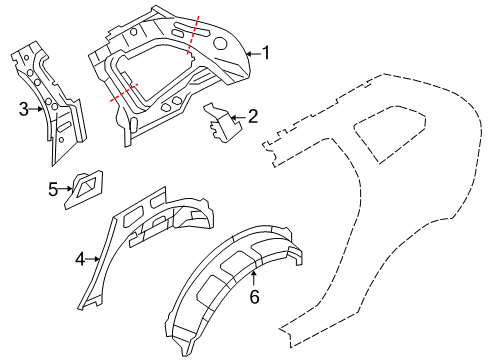 2016 Volvo XC60 Inner Structure - Quarter Panel Diagram
