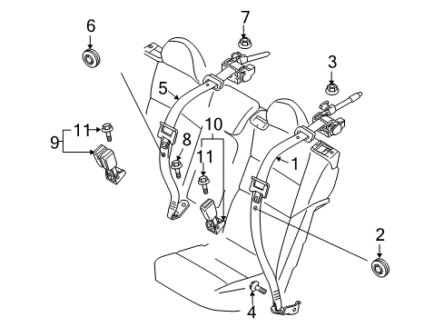 2007 Volvo V50 Rear Seat Belts Diagram