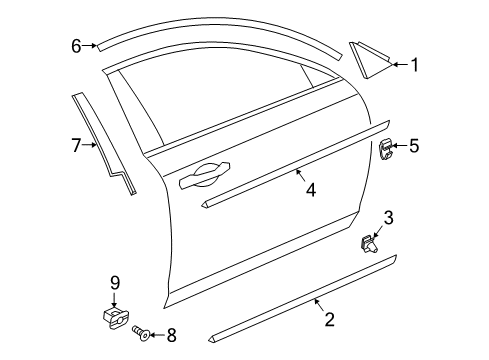2019 Volvo S90 Exterior Trim - Front Door Diagram