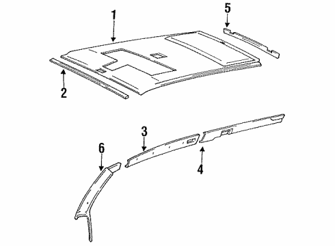 1997 Volvo S90 Interior Trim - Roof Diagram